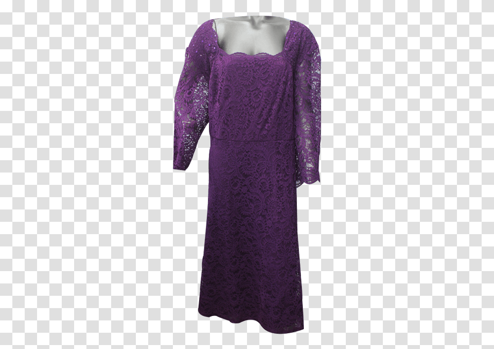 Women Lace Dress Slash Neck Stitching Color Purple Gown, Apparel, Robe, Fashion Transparent Png