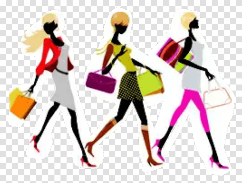 Women Lady Shopping Fashion Friends Woman Shopping Art, Person, Leisure Activities, People, Music Band Transparent Png