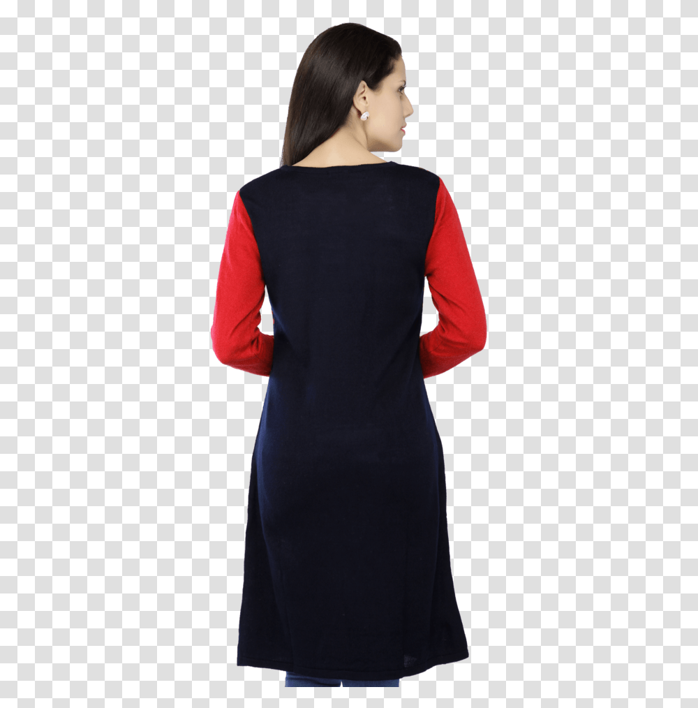 Women Long Sleeves Knit Kurta Day Dress, Apparel, Person, Human Transparent Png
