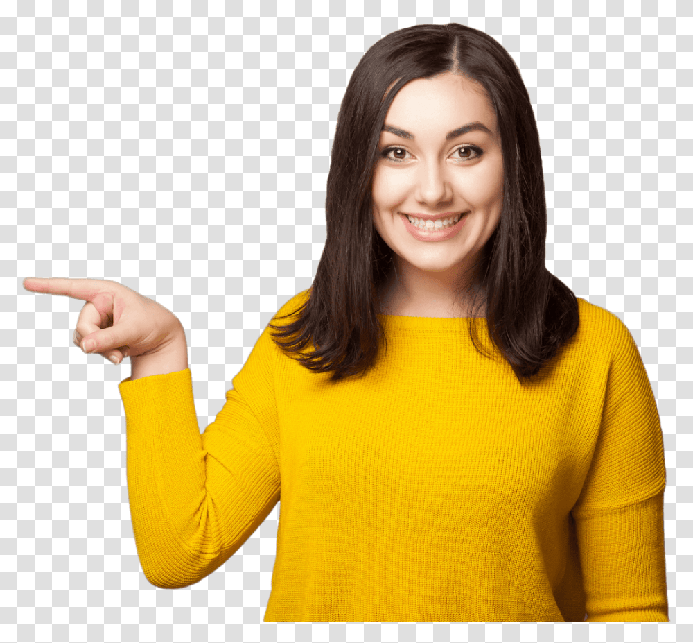 Women Pointing Finger, Apparel, Sweater, Female Transparent Png
