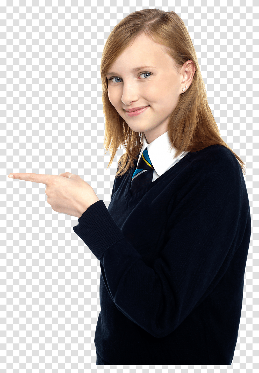 Women Pointing Left School Girl Pointing Transparent Png