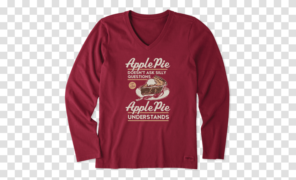 Women's Apple Pie Understands Long Sleeve Crusher Vee Sweatshirt, Apparel, Sweater, Person Transparent Png