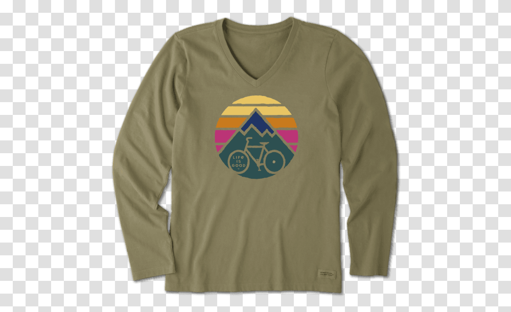 Women's Clean Mountain Bike Long Sleeve Crusher Vee Triangle, Apparel, Sweatshirt, Sweater Transparent Png