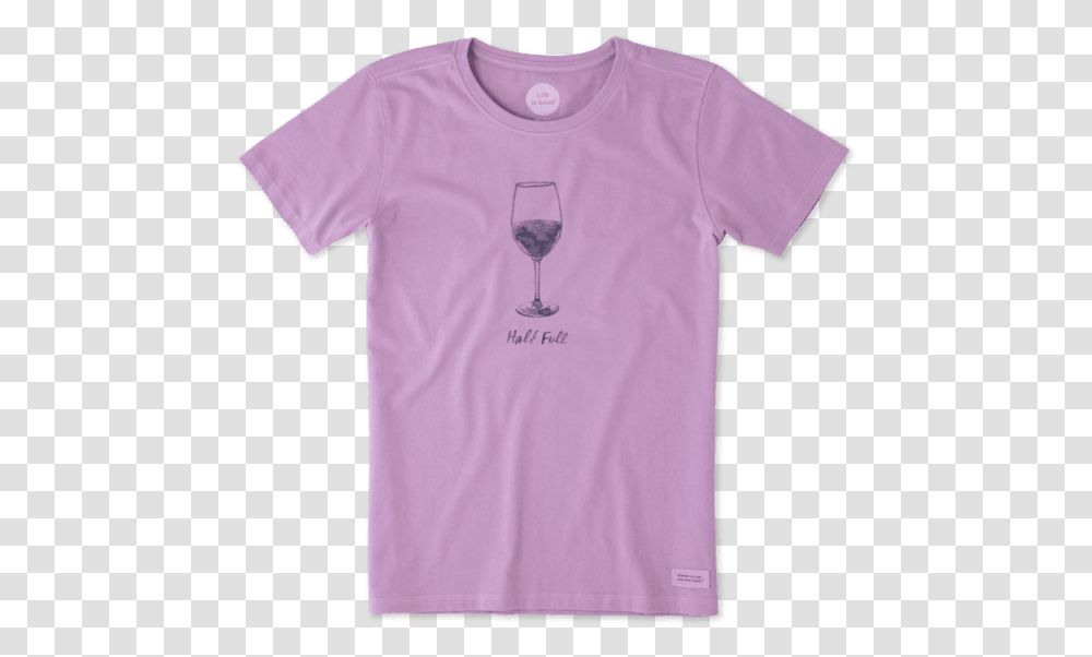 Women's Half Full Wine Glass Crusher Tee, Apparel, T-Shirt, Sleeve Transparent Png