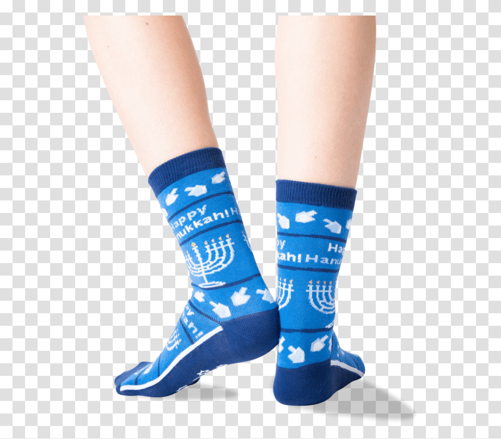 Women's Happy Hanukkah Non Skid Crew Socks In Blue Sock, Apparel, Shoe, Footwear Transparent Png
