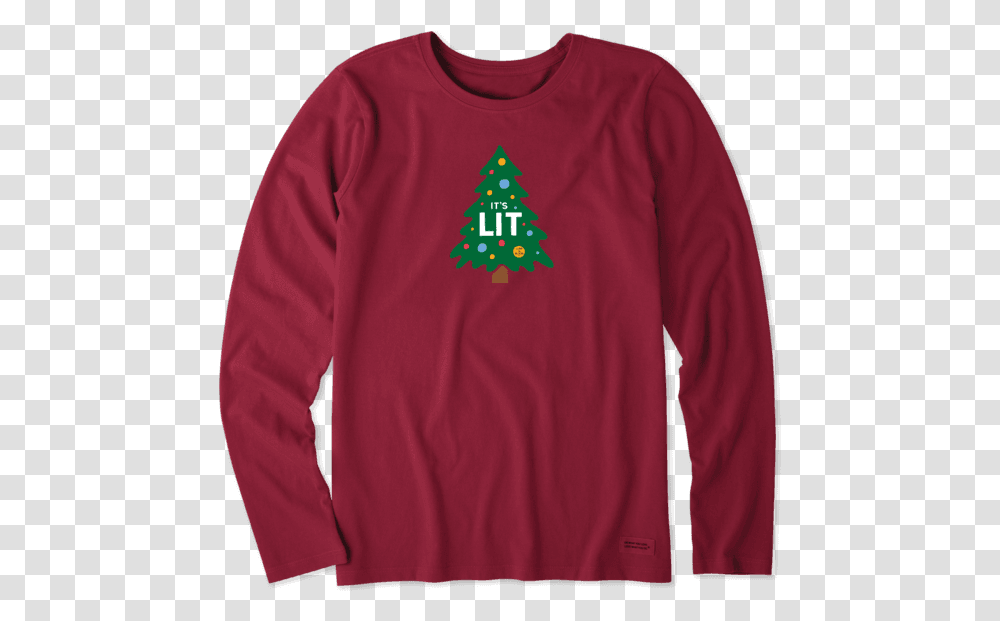 Women's It's Lit Tree Long Sleeve Crusher Tee Charcoal Life Is Good T Shirts, Apparel, Sweatshirt, Sweater Transparent Png