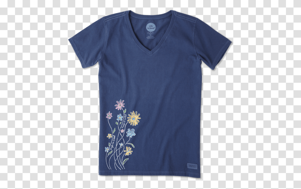 Women's Keep It Wildflowers Crusher Vee Delphinium, Apparel, T-Shirt, Sleeve Transparent Png