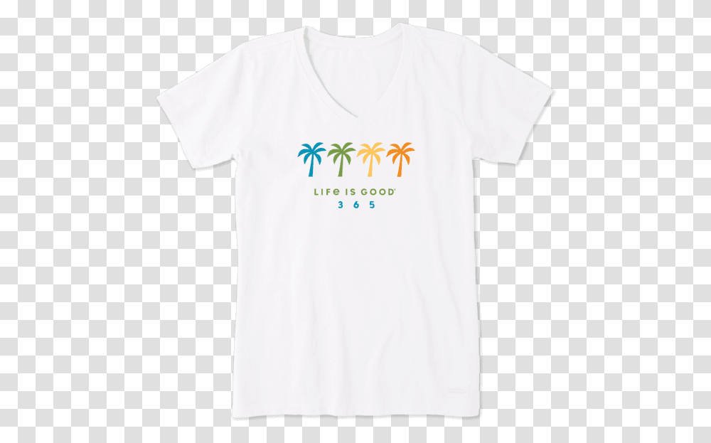 Women's Palm Trees Crusher Vee, Apparel, T-Shirt, Sleeve Transparent Png