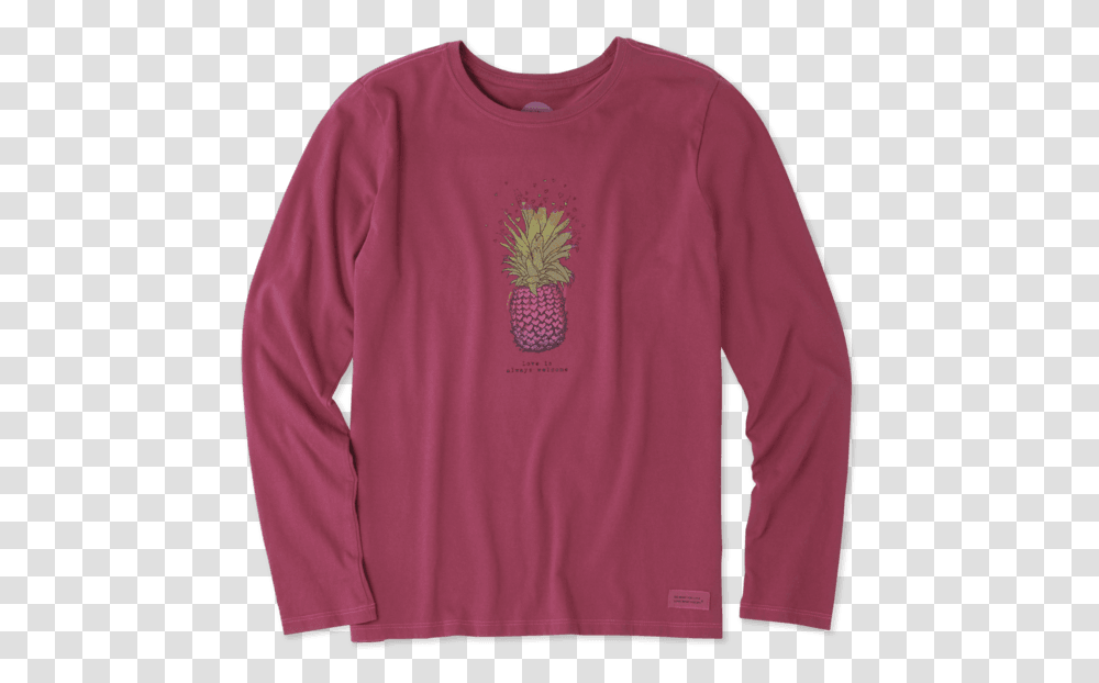 Women's Pineapple Love Long Sleeve Crusher Tee Long Sleeved T Shirt, Apparel, Person, Human Transparent Png
