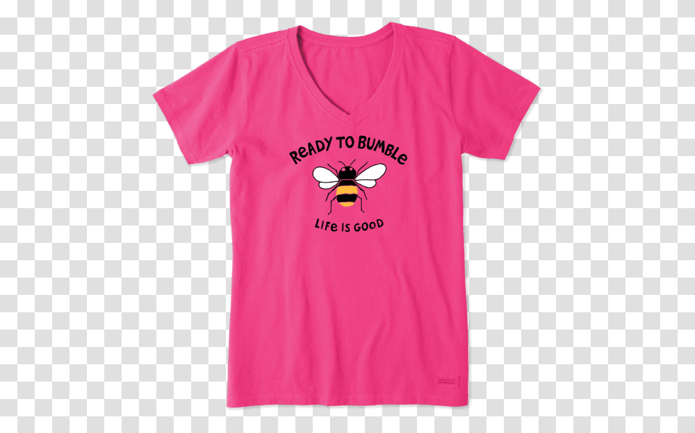 Women's Ready To Bumble Crusher Vee Womens Pink T Shirt, Apparel, T-Shirt Transparent Png