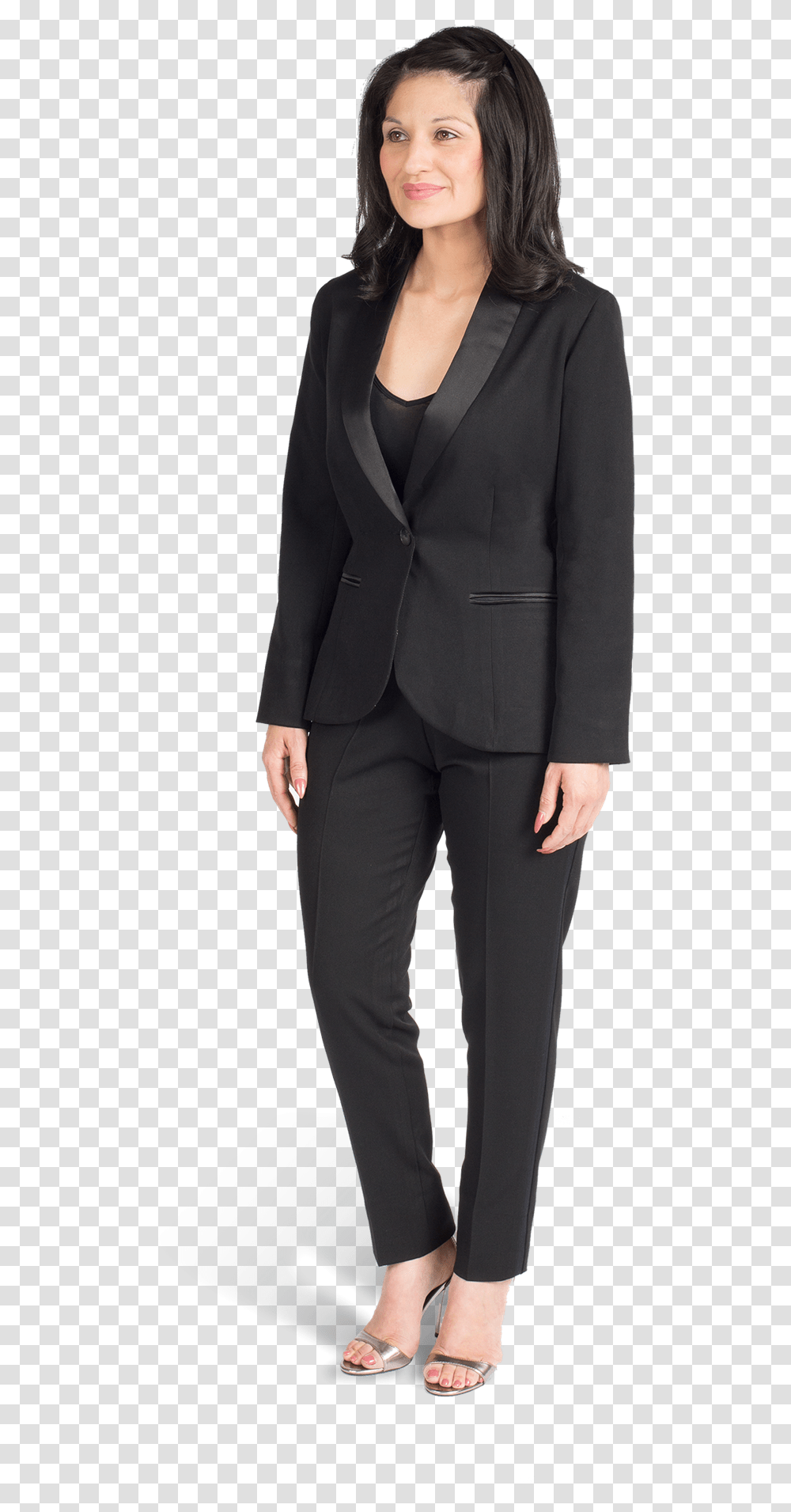 Women's Shawl Lapel Black Tuxedo Women's Black Tuxedo, Suit, Overcoat, Apparel Transparent Png