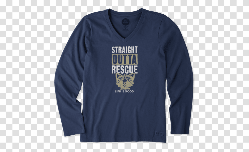 Women's Straight Outta Rescue Cat Long Sleeve Crusher Life Is Good, Apparel, Sweatshirt, Sweater Transparent Png