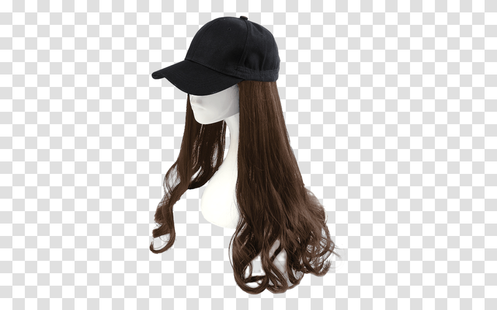 Women's Synthetic Hair Wig With Hat Long Wavy Wig Accessory Wig, Apparel, Person, Human Transparent Png