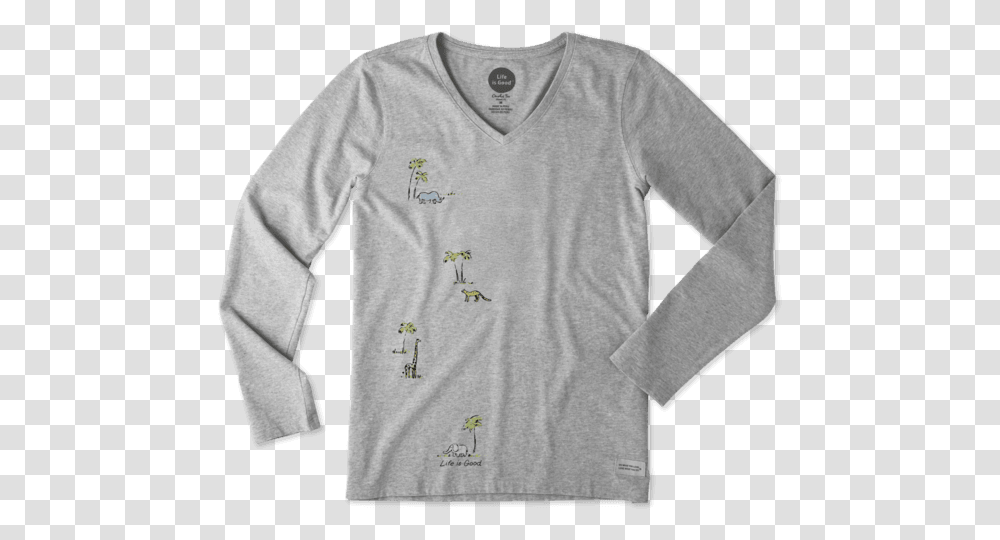 Women's Tiny Animal Print Long Sleeve Crusher Vee Long Sleeved T Shirt, Apparel, Sweatshirt, Sweater Transparent Png