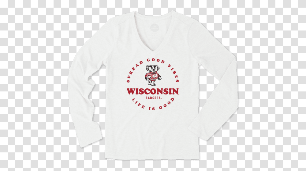 Women's Wisconsin Good Vibes Circle Long Sleeve Cool Photograph, Apparel, Sweatshirt, Sweater Transparent Png
