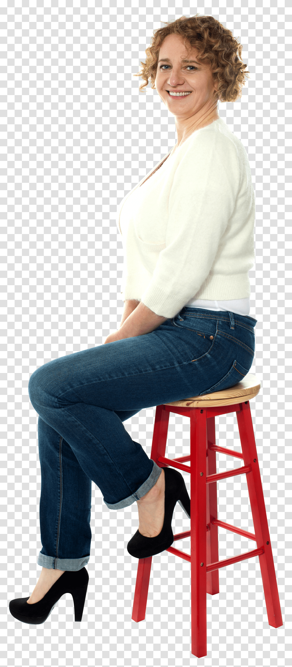 Women Sitting On Stool Transparent Png