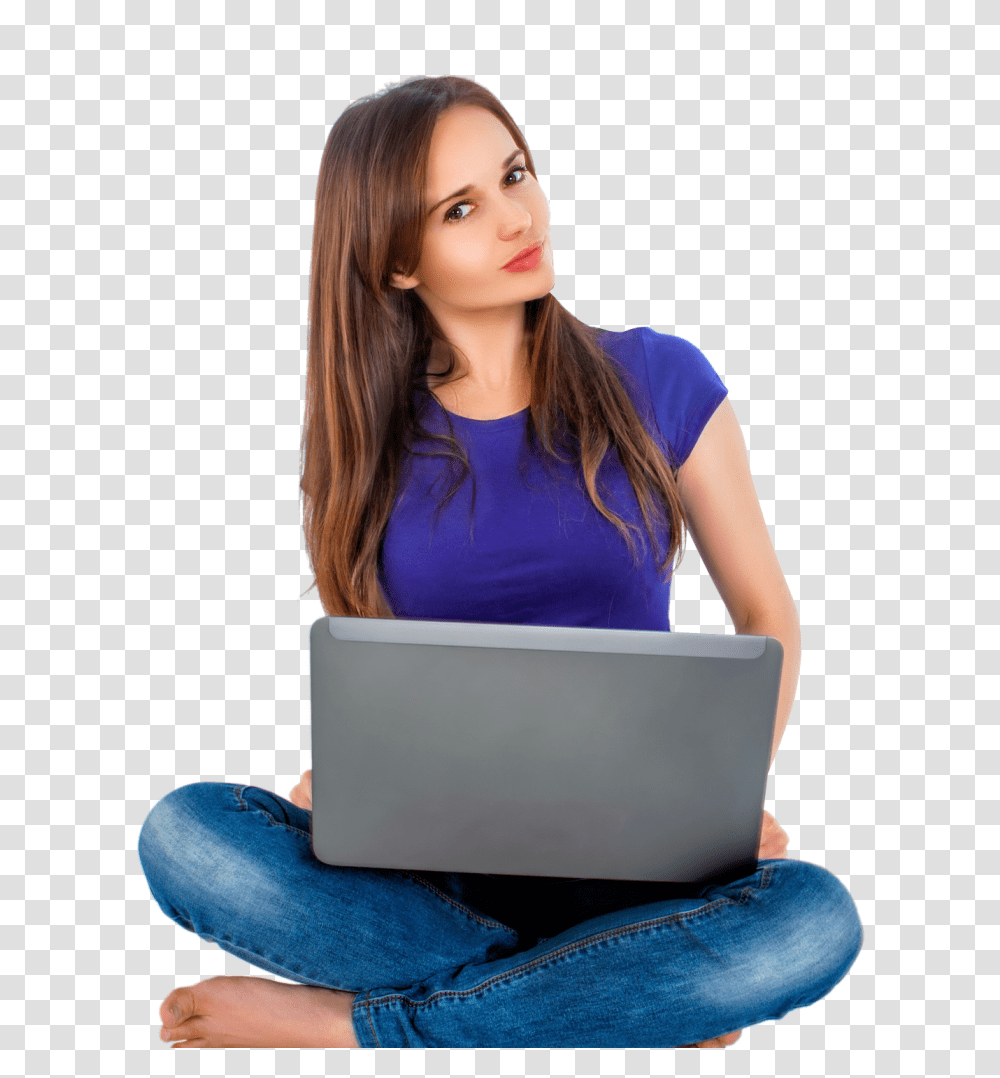Women Sitting With Laptop Image Woman With Laptop, Pc, Computer, Electronics, Person Transparent Png