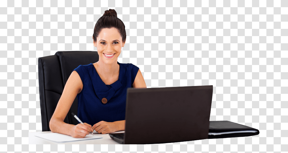 Women Smiling At Work, Person, Human, Pc, Computer Transparent Png