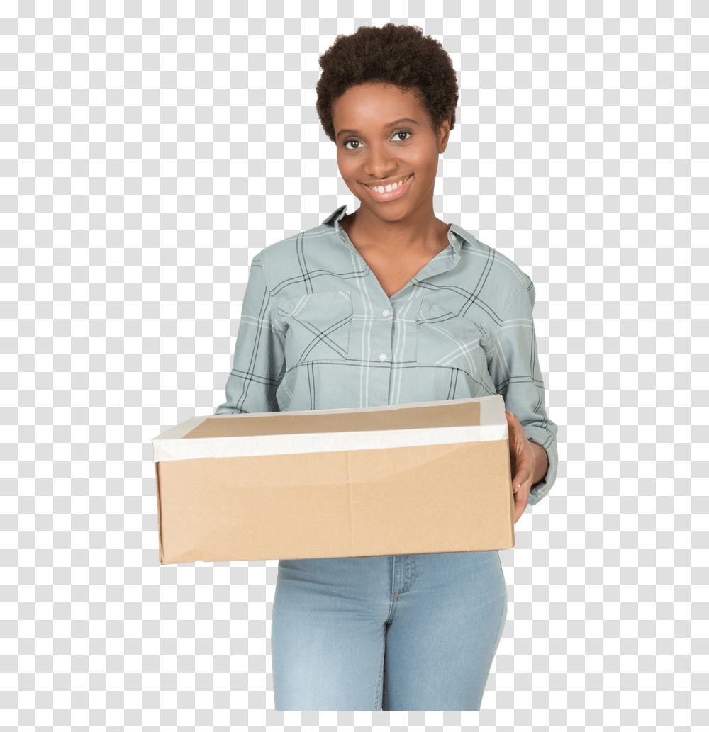 Women Standing, Package Delivery, Person, Carton, Box Transparent Png