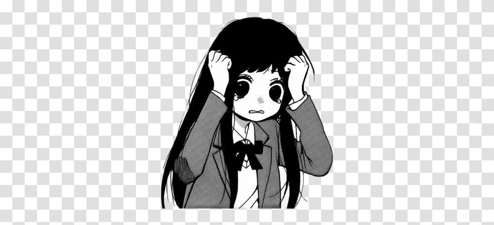 Women Stress All Sad Anime Girl Crying, Person, Human, Stencil, Manga Transparent Png