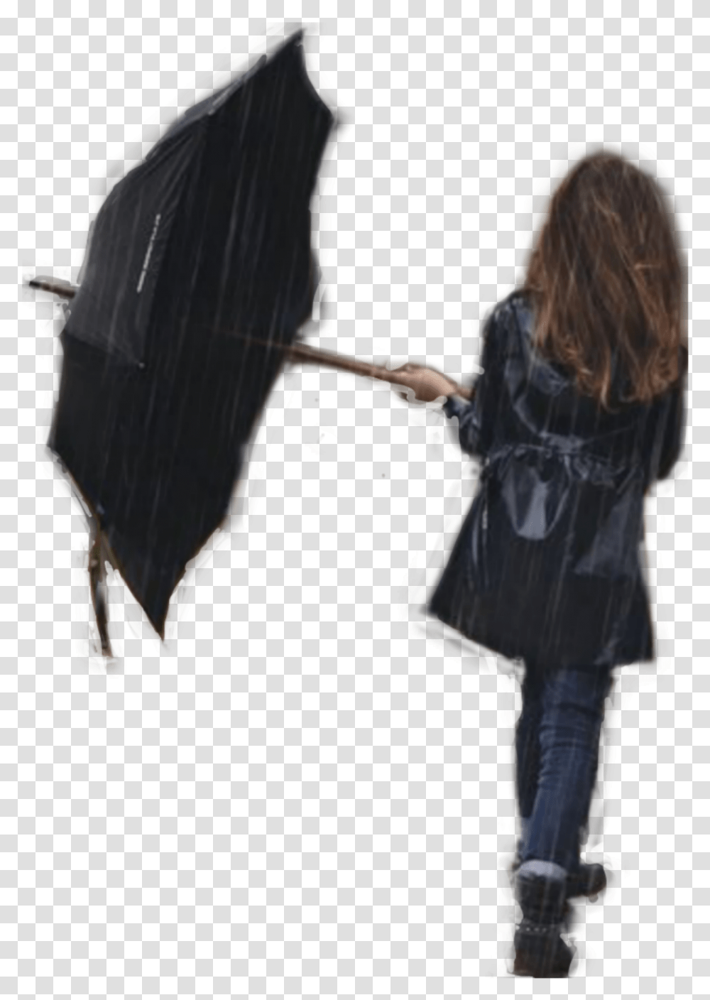 Women Umbrella Walkingaway Rain Girl, Person, Outdoors, Coat Transparent Png