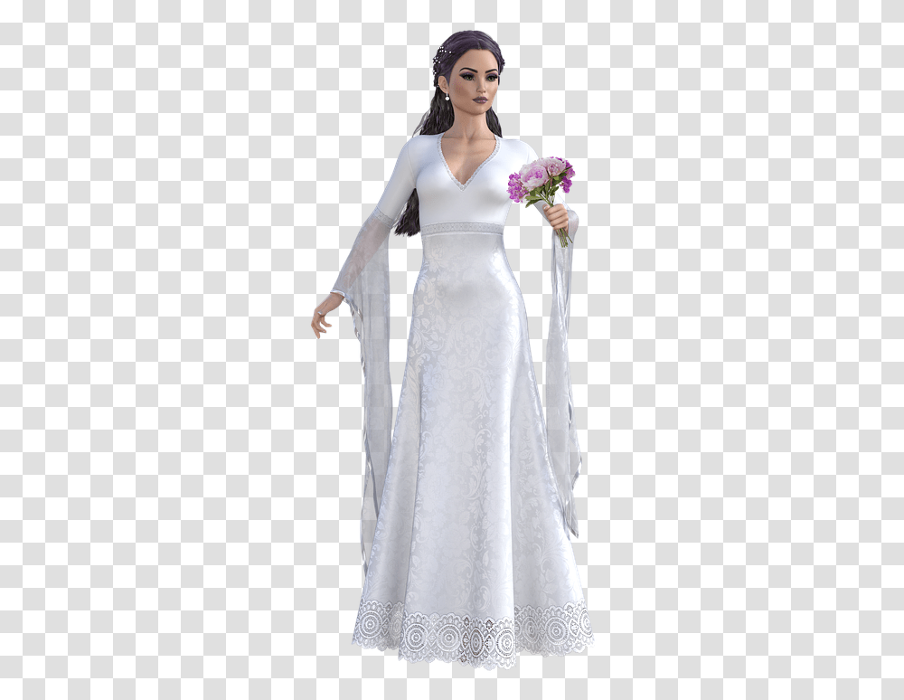 Women Wedding Flowers Free Image On Pixabay Woman In Wedding Dress, Clothing, Wedding Gown, Robe, Fashion Transparent Png