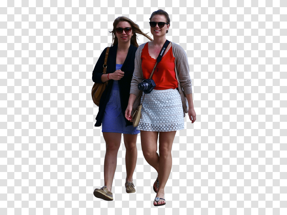 Women With Camera Walking People Walking, Person, Sunglasses, Shoe Transparent Png
