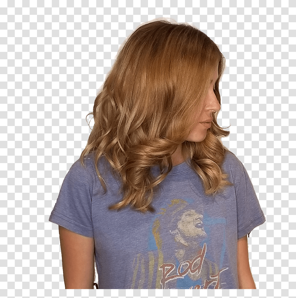 Women With Golden Bronze Tone Hair With Curls Girl, Person, T-Shirt, Haircut Transparent Png