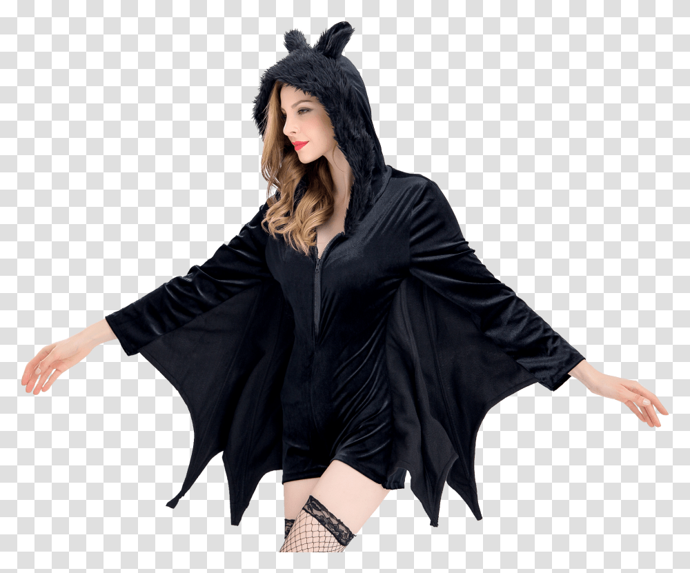 Womens Cozy Vampire Bat Romper Costume Fictional Character, Clothing, Apparel, Cloak, Fashion Transparent Png