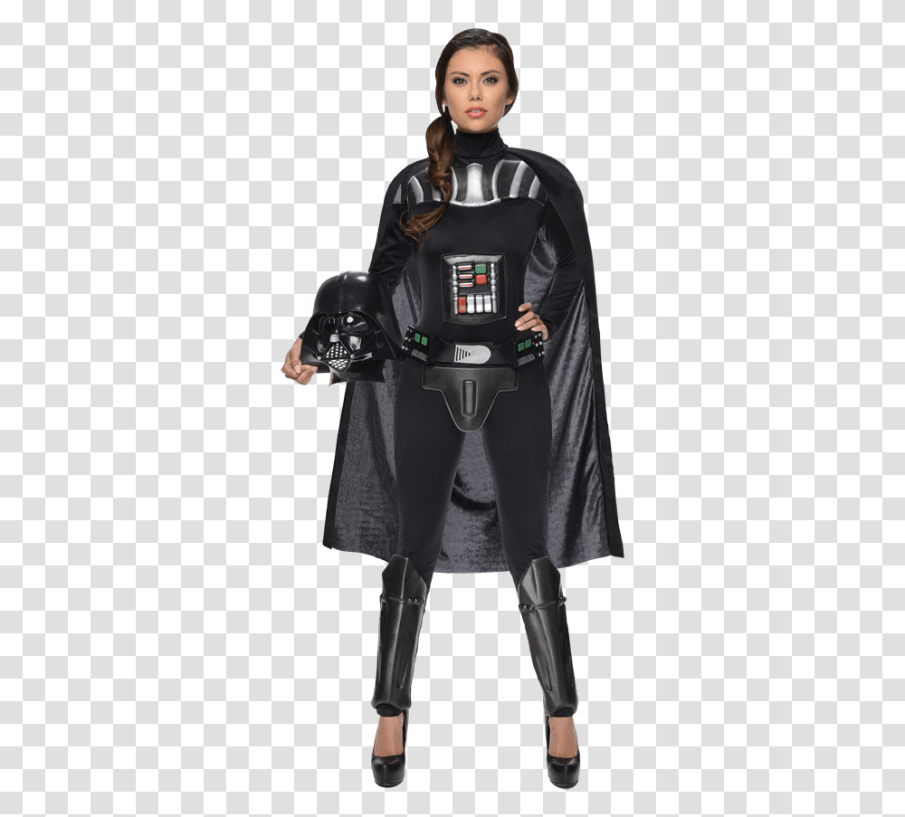 Womens Darth Vader Jumpsuit Costume Star Wars Miss Darth Vader, Person, Long Sleeve, Cloak Transparent Png