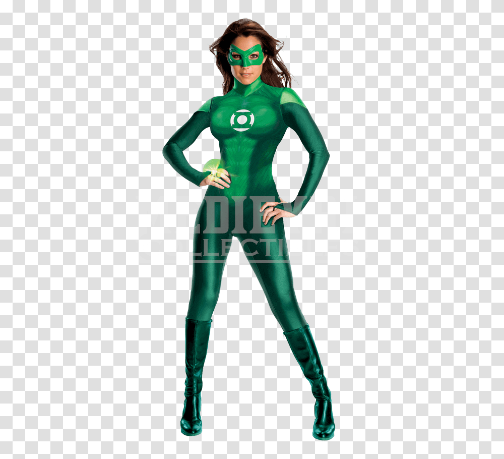 Womens Deluxe Green Lantern Costume, Sleeve, Elf, Person Transparent Png