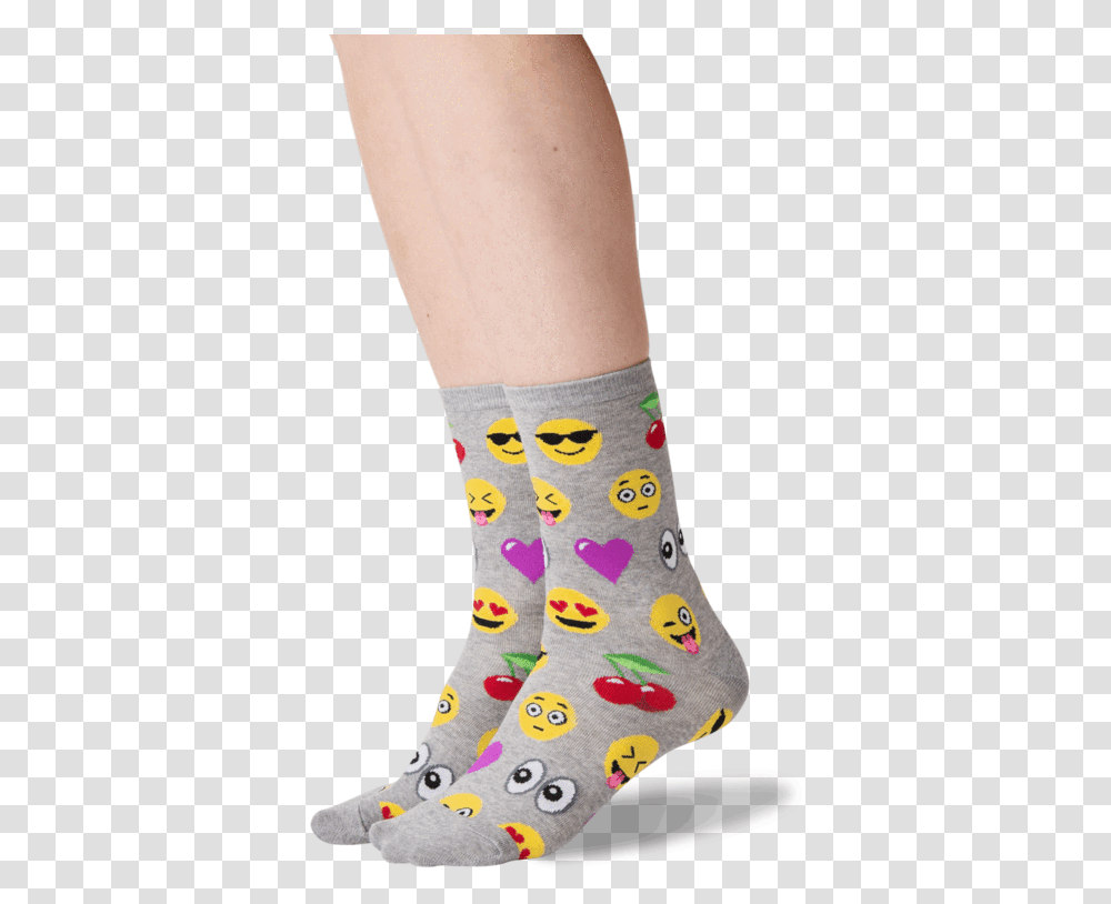 Womens Emoji Crew Socks In Sweatshirt Gray Front Sock, Apparel, Shoe, Footwear Transparent Png