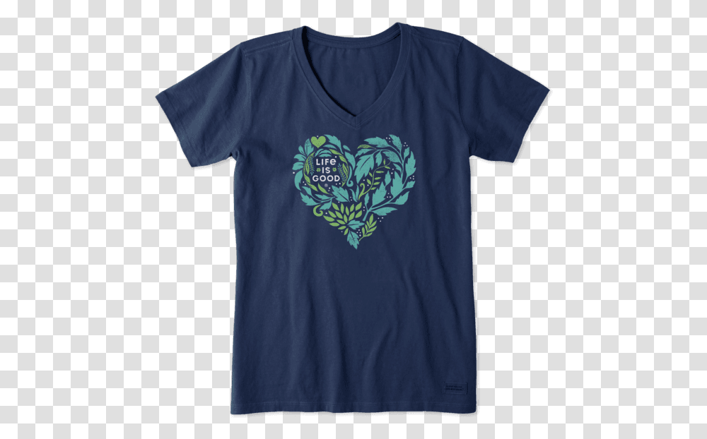 Womens Leafy Heart Short Sleeve Tee Life Is Good Shirts Beer, Clothing, Apparel, T-Shirt Transparent Png