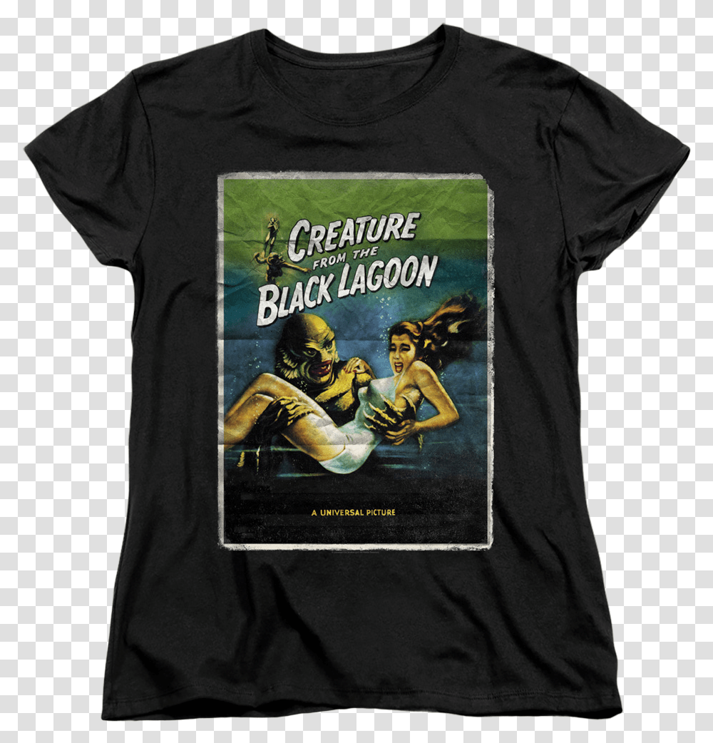 Womens Movie Poster Creature From The Black Lagoon T Shirt, Apparel, T-Shirt, Person Transparent Png