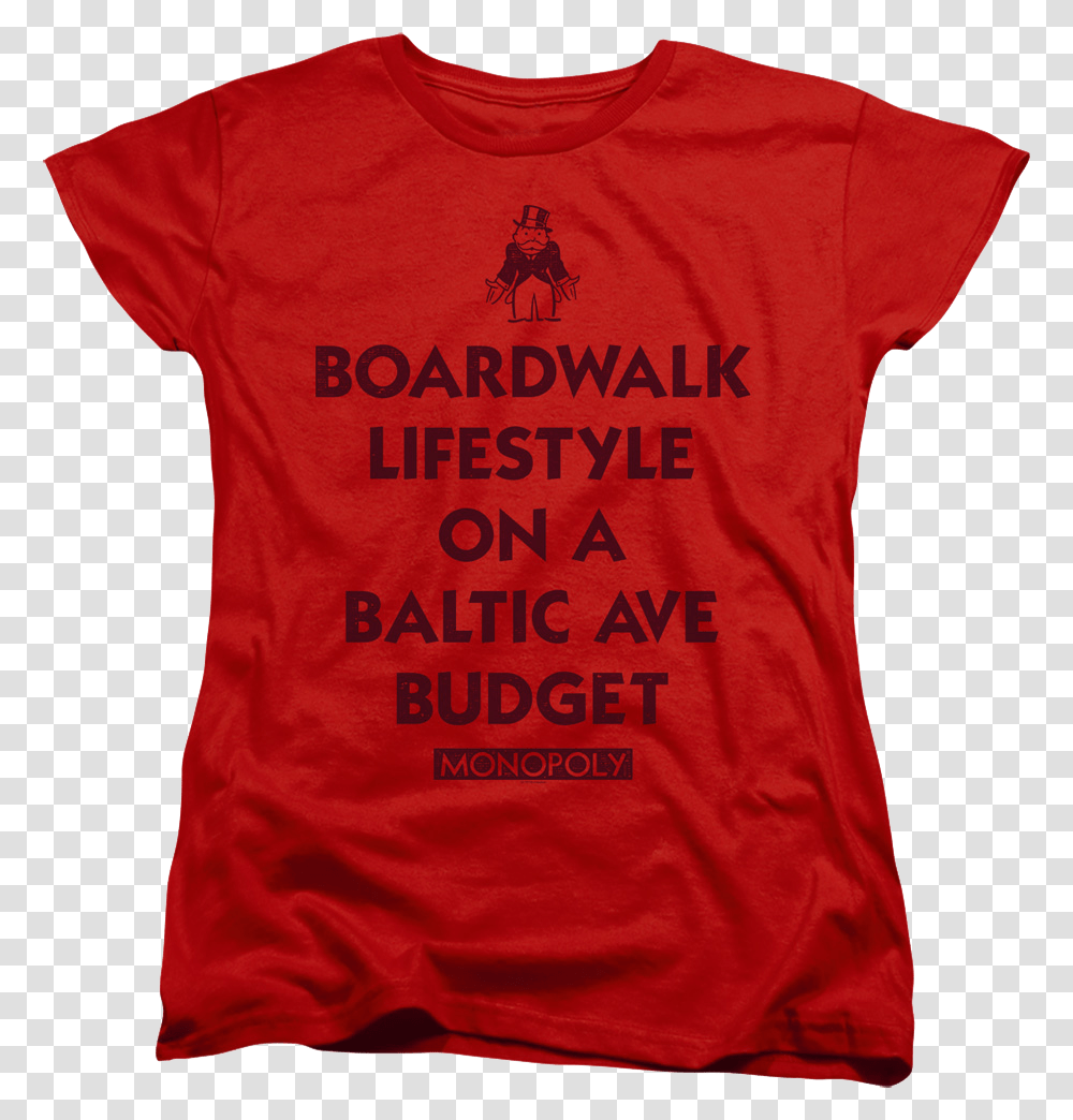 Womens Red Boardwalk Lifestyle Monopoly Shirt Active Shirt, Apparel, T-Shirt, Sleeve Transparent Png