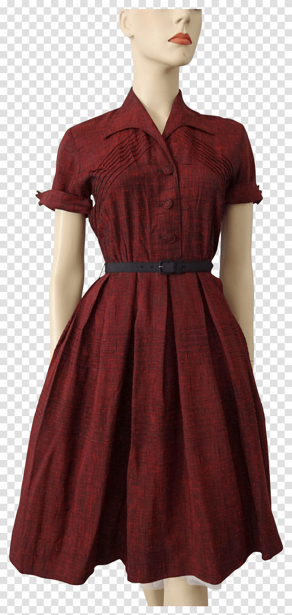 Womens Vintage 1950s Day Dress Red Shantung Fit And Cocktail Dress, Sleeve, Female, Person Transparent Png