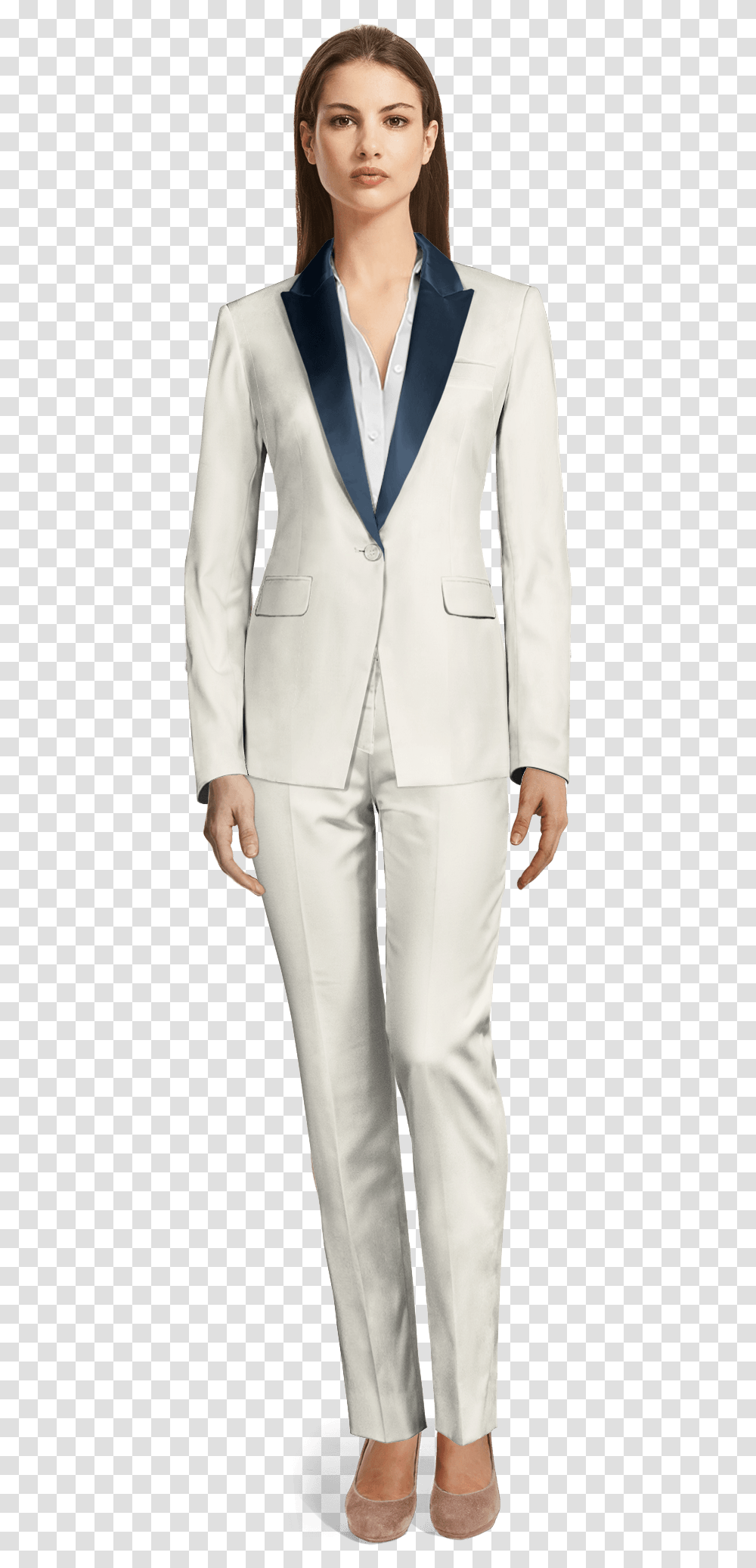 Womens White Tuxedo Shirt Tailleur Pantalon Large, Suit, Overcoat, Person Transparent Png