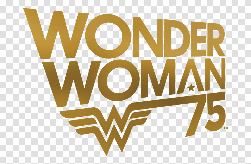 Wonder Woman 75th Anniversary Gold Logo Gold Wonder Woman Logo, Text, Word, Alphabet, Label Transparent Png