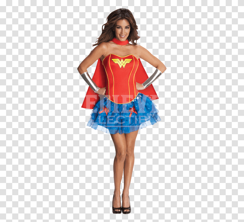 Wonder Woman Corset With Skirt Costume, Person, Dress, Female Transparent Png