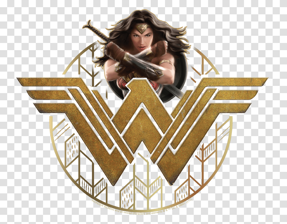 Wonder Woman Power Stance And Emblem Pullover Hoodie Logo Wonder Woman Movie, Symbol, Person, Human, Trademark Transparent Png