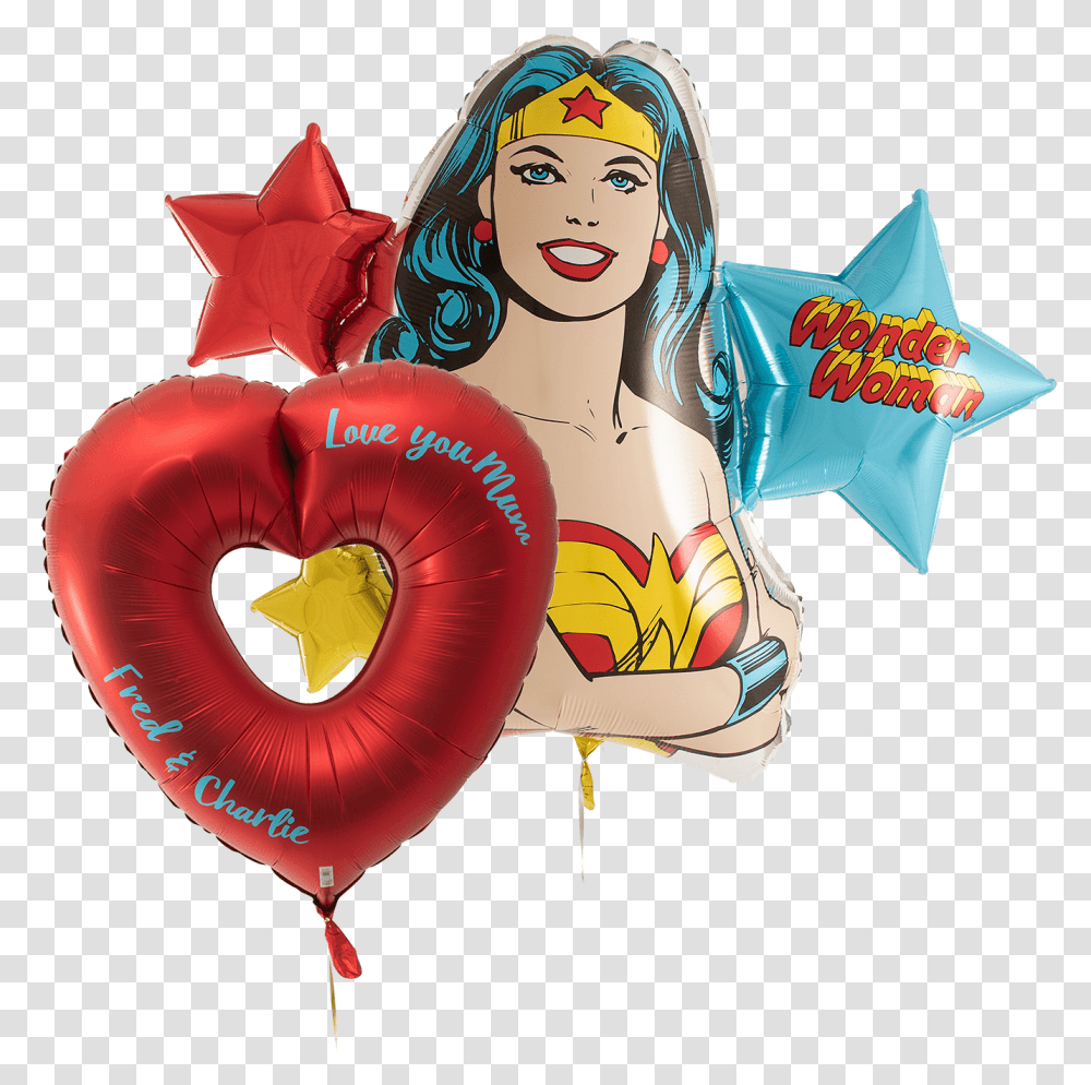 Wonder Woman With Open Heart Balloon Wonder Woman, Inflatable, Cushion, Sweets Transparent Png