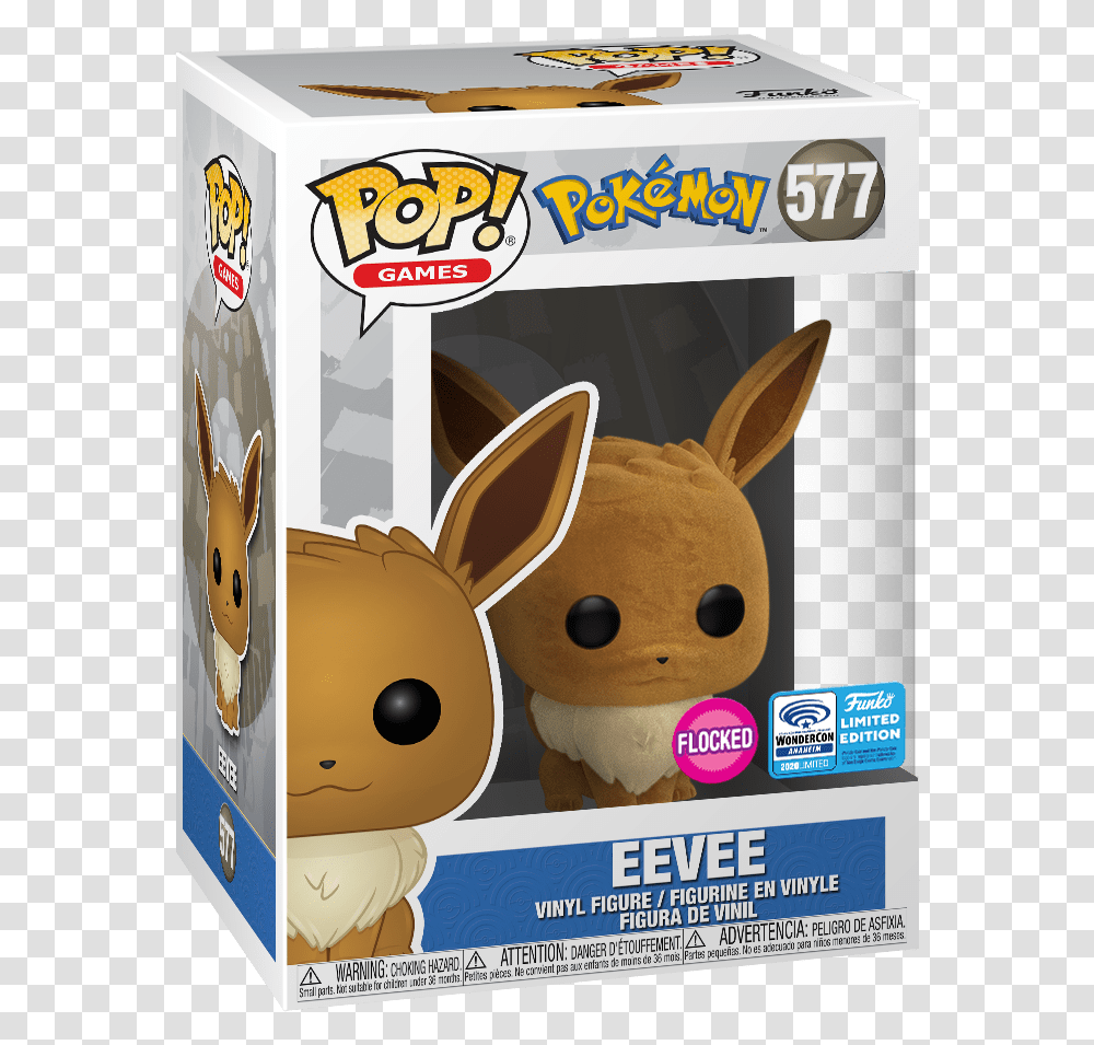 Wondercon 2020 Shared Eevee Funko Pop, Animal, Label, Text, Mammal Transparent Png