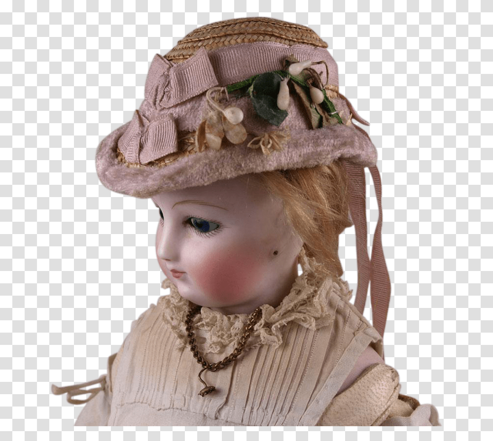 Wonderful Antique Straw Hat For French Fashion Doll, Apparel, Person, Human Transparent Png