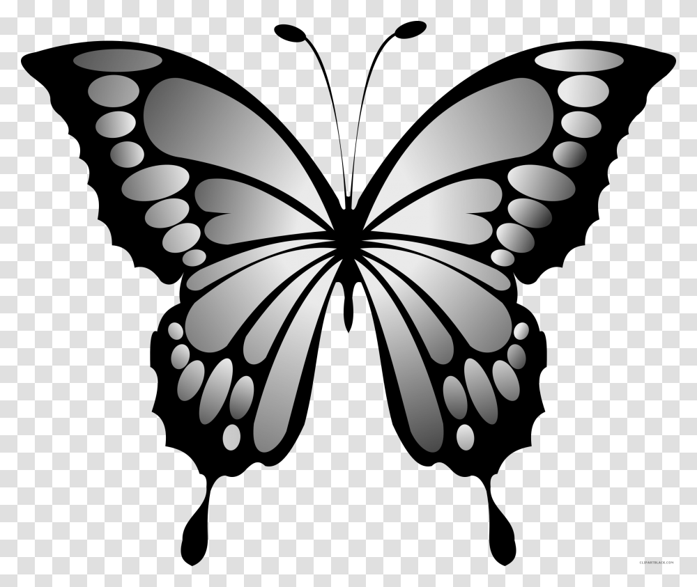 Wonderful Butterfly Animal Free Black White Clipart Yellow And Red Butterfly, Stencil, Floral Design Transparent Png
