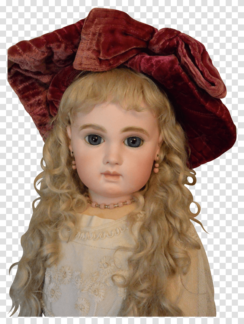 Wonderful Vintage Velvet Hat For Antique Doll Doll, Toy, Apparel, Person Transparent Png