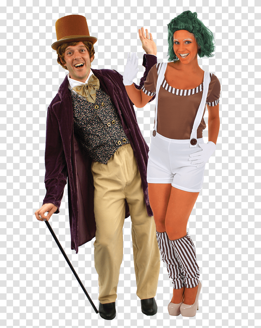 Wonka Amp Oompa Couples Costume, Person, Sleeve, Fashion Transparent Png