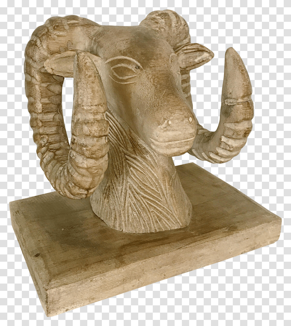 Wood Carved Ram Goat Bust With Base On Chairish Carving Transparent Png