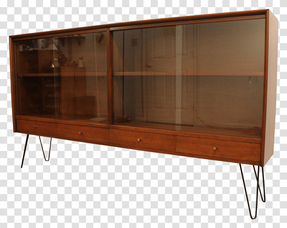 Wood Credenza Glass Doors, Furniture, Sideboard, Table, Cabinet Transparent Png