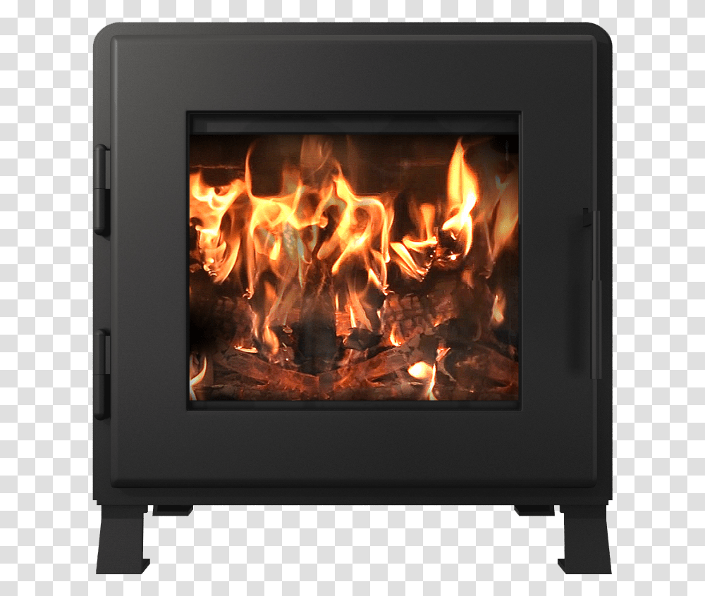 Wood Fire Burning Stove, Fireplace, Indoors, Hearth, Screen Transparent Png