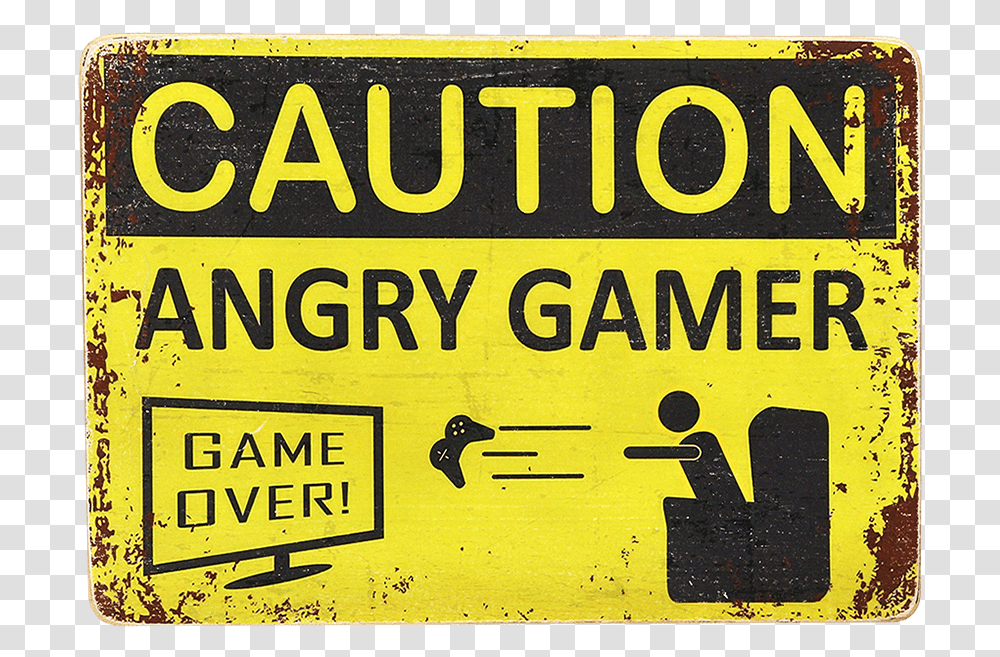 Wood Poster Caution Angry Gamer Sign, Advertisement, Word Transparent Png